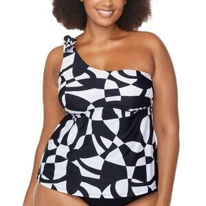 Raisins Curve Trendy Plus Size Marita Asymmetric Tankini Top Multi Size 18W 1171